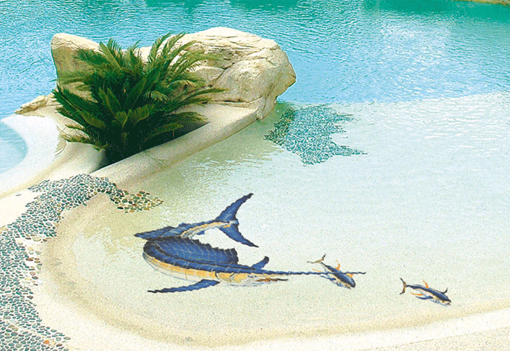 Flying Fish-A Reverse (with shadow) Porcelain Mosaic