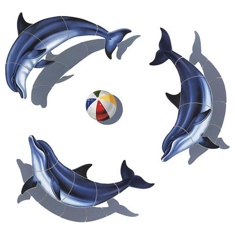 Bottlenose Dolphin-A (with shadow) Porcelain Mosaic