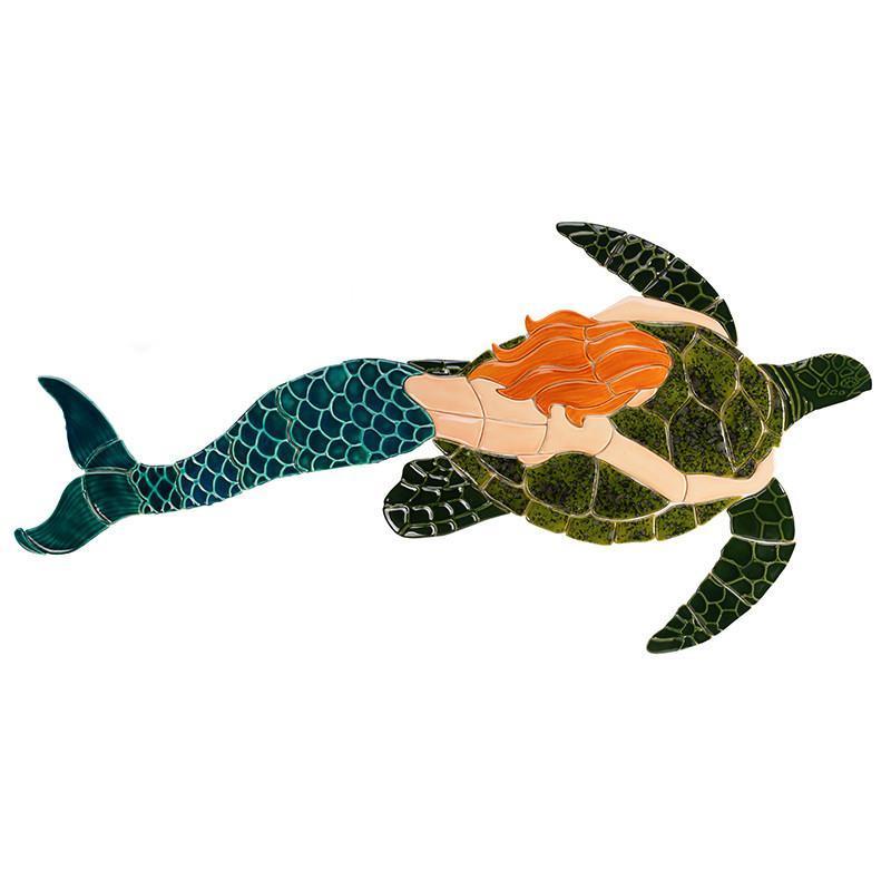 Mermaid with Turtle MT48 Ceramic Mosaic