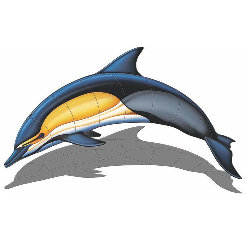 Common Dolphin-A (with shadow) Porcelain Mosaic