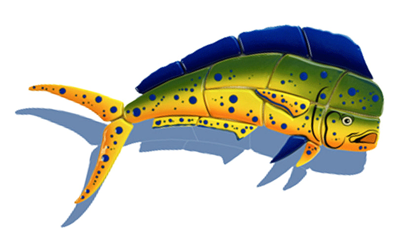 Mahi Mahi Straight (with shadow) Porcelain Mosaic