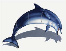 Bottlenose Dolphin-C (with shadow) Porcelain Mosaic