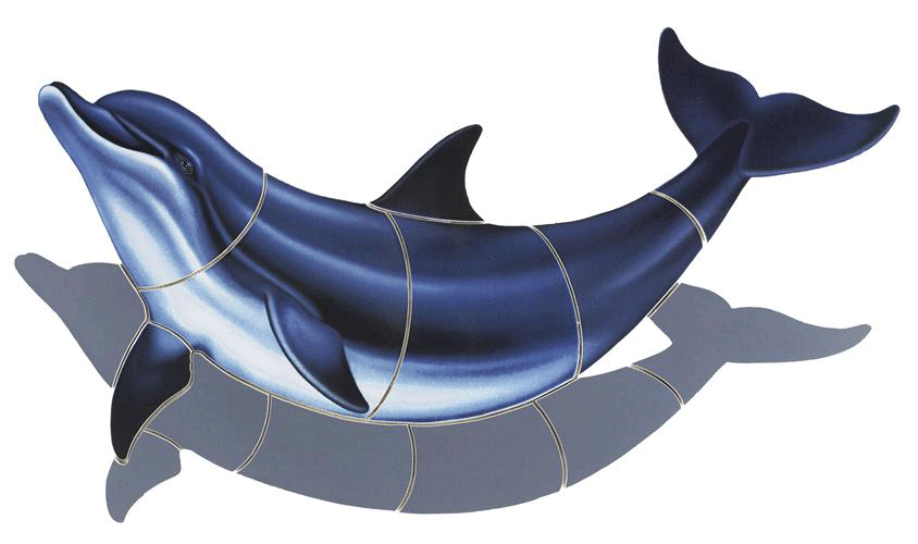 Bottlenose Dolphin-B (with shadow) Porcelain Mosaic