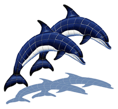 Double Dolphins BD42D (with shadow) Ceramic Mosaic