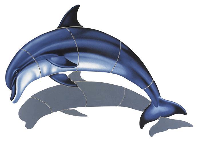 Bottlenose Dolphin-A (with shadow) Porcelain Mosaic