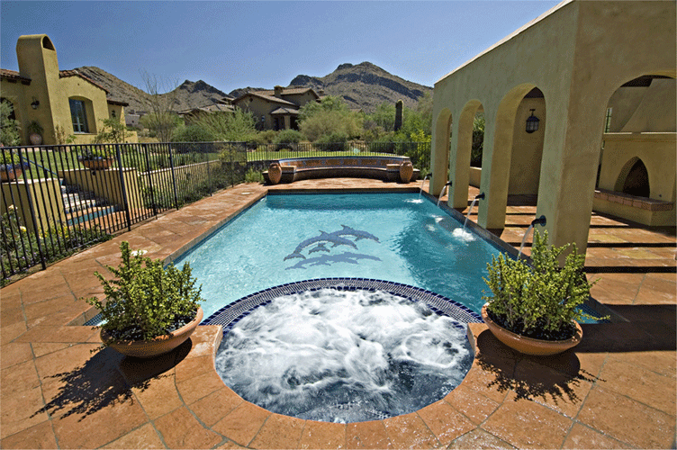Double Dolphins BD42D (with shadow) Ceramic Mosaic