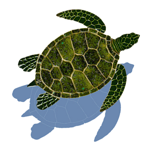 Green Sea Turtle GT7 (with shadow) Ceramic Mosaic
