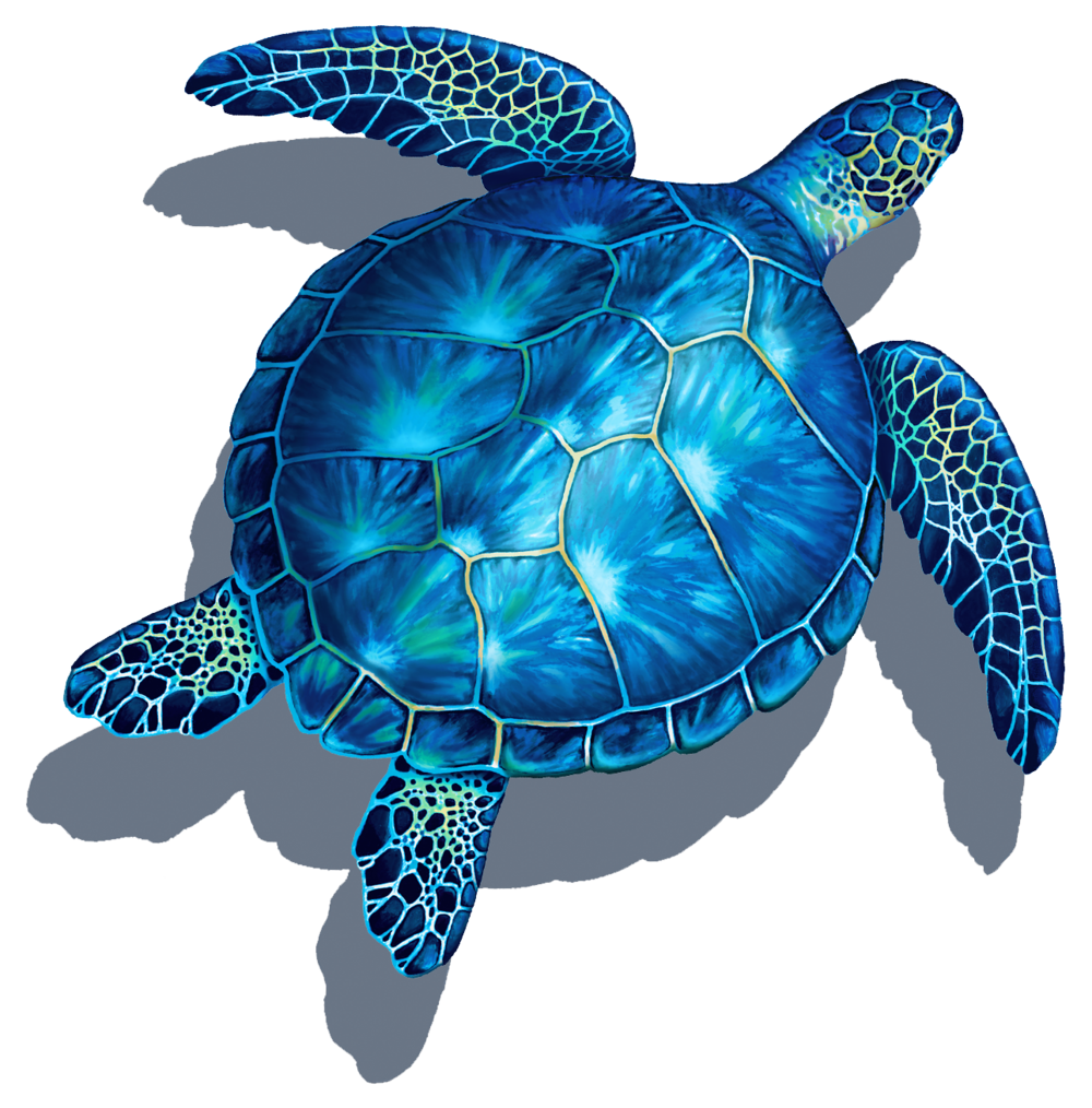 Blue Turtle (with shadow) Porcelain Mosaic