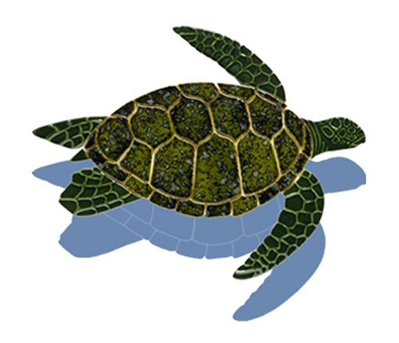 Turtle Sideview T49/SH (with shadow) Ceramic Mosaic