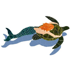 Mermaid with Turtle MT48 Ceramic Mosaic