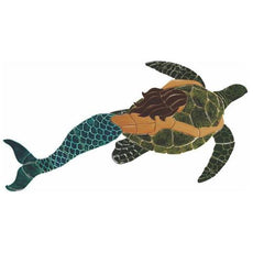 Mermaid with Turtle Brown MT48BR Ceramic Mosaic