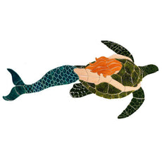 Mermaid with Turtle MT48 Ceramic Mosaic
