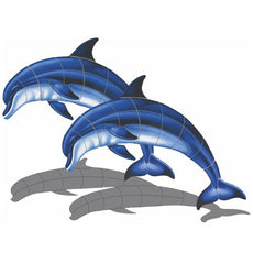Double Bottlenose Dolphin-A (with shadow) Porcelain Mosaic