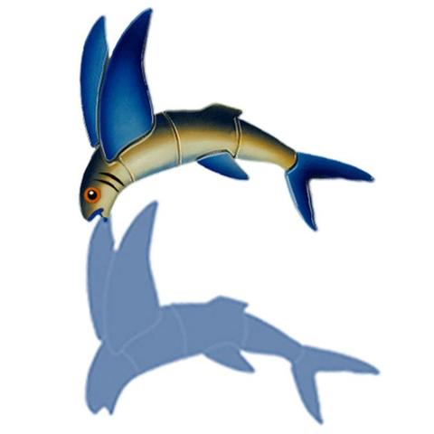 Flying Fish-A Reverse (with shadow) Porcelain Mosaic
