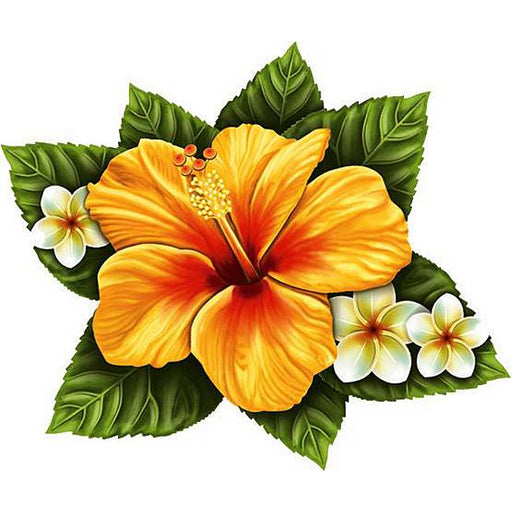 Single Hibisicus Flower Yellow Porcelain Mosaic