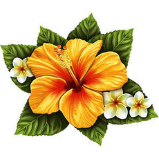 Single Hibisicus Flower Yellow Porcelain Mosaic