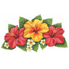Triple Hibiscus Flower Red & Yellow Porcelain Mosaic