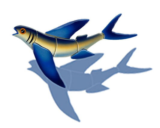 Flying Fish-B Reverse (with shadow) Porcelain Mosaic
